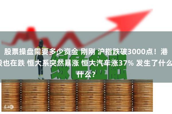股票操盘需要多少资金 刚刚 沪指跌破3000点！港股也在跌 恒大系突然暴涨 恒大汽车涨37% 发生了什么？