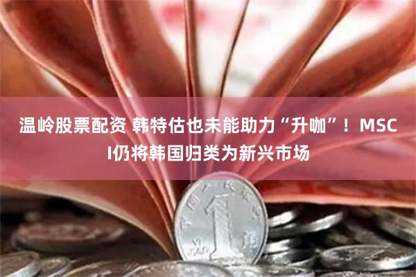 温岭股票配资 韩特估也未能助力“升咖”！MSCI仍将韩国归类为新兴市场